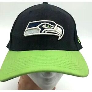Seattle Seahawks Hat Cap New Era 39 Thirty Large XL Embroidered Blue Lime Green